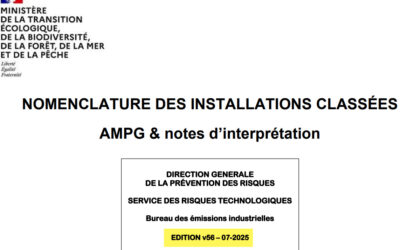 Une nouvelle version V56 de la NOMENCLATURE ICPE – Juillet 2025